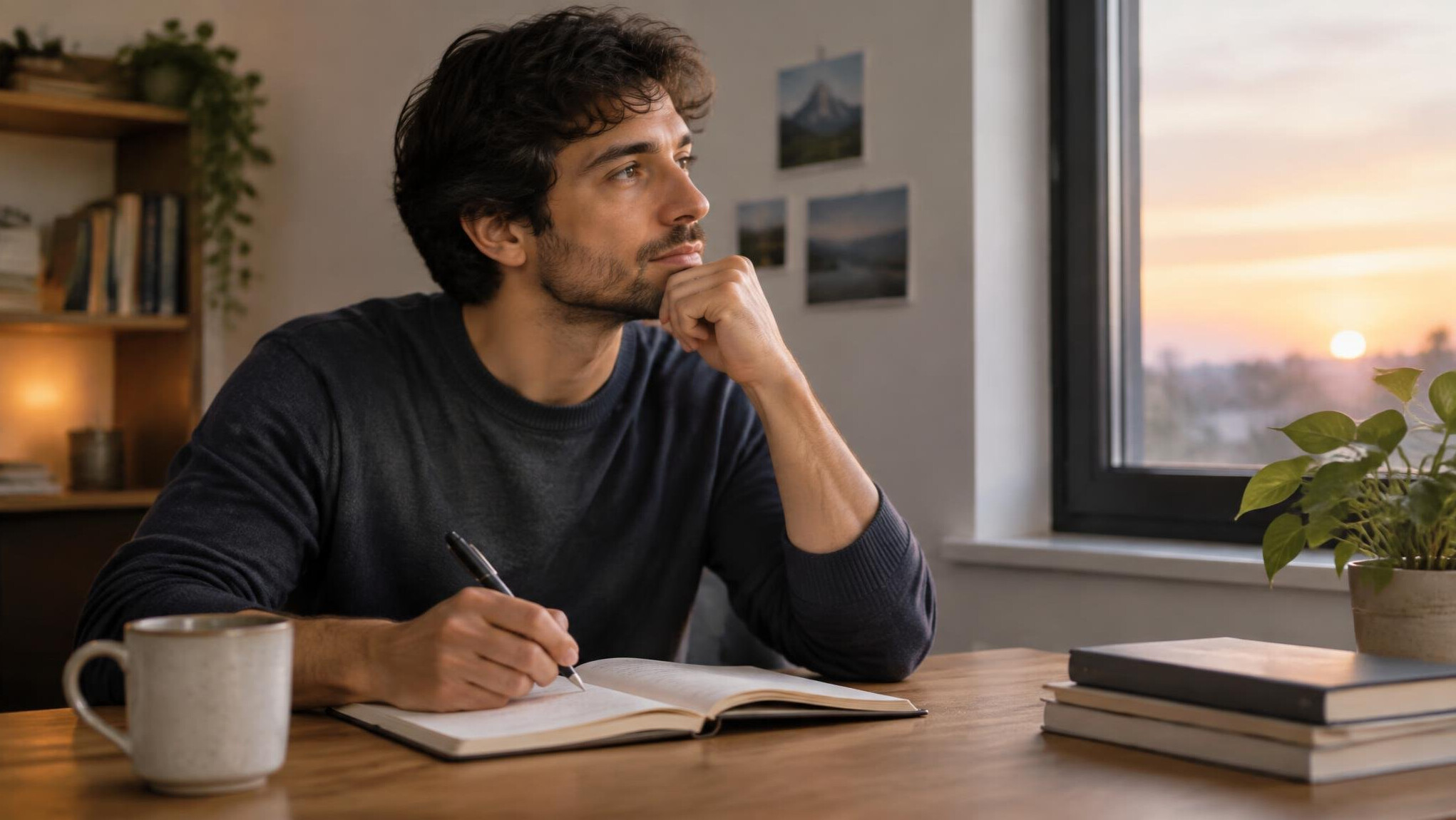 man writing notes